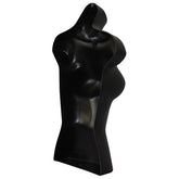Female Black 3 Quarter Plastic Body Form Mannequin with Round base stand